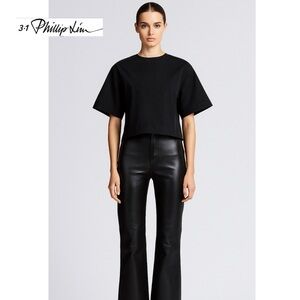 3.1 Phillip Lim Black Short Sleeve Minimalist Boxy Crew Neck Blouse Top 0